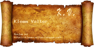 Klemm Valter névjegykártya